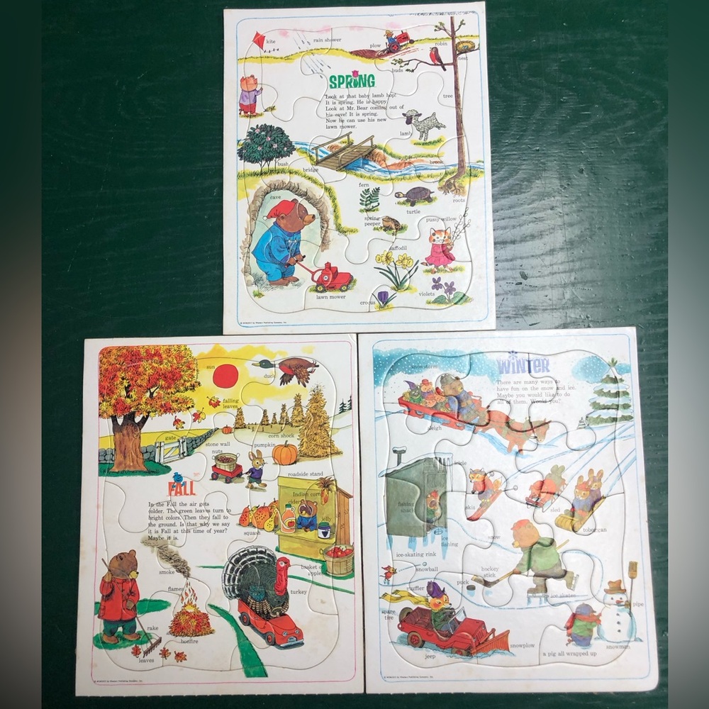 Vintage 1963 Richard Scarry Western Publishing Seasons Children’s Puzzles
